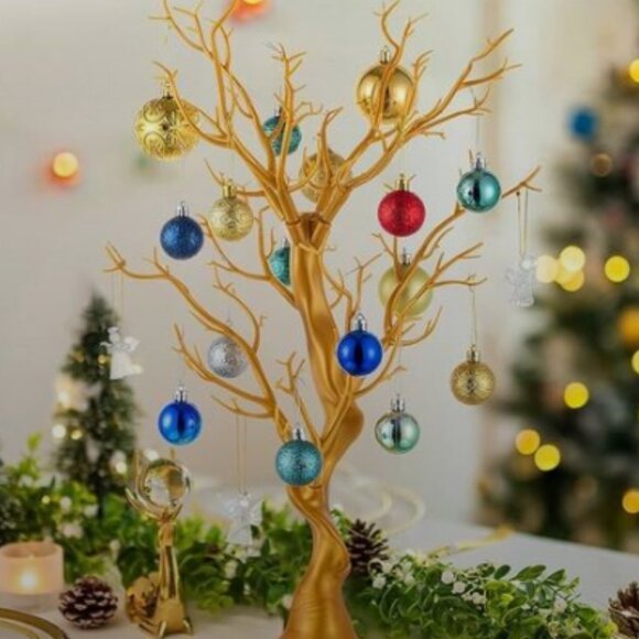 Set of 2 Gold Christmas Trees Branch Artificial Manzanita Tree - Picture 4 of 9